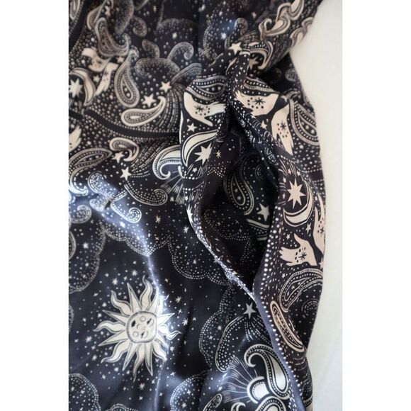 Johnny Was Workshop Women's Sz S Black Sun & Moon Silk Garnet Field Dress - Picture 7 of 11